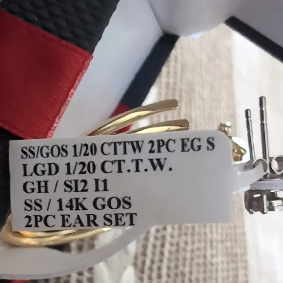 Gold Hoop Earrings with Lab Grown Diamonds - Picture 2 of 7